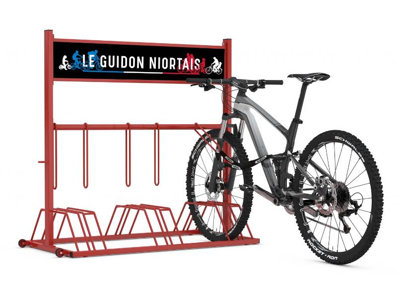 Support vélos publicitaire RAL3020 rouge